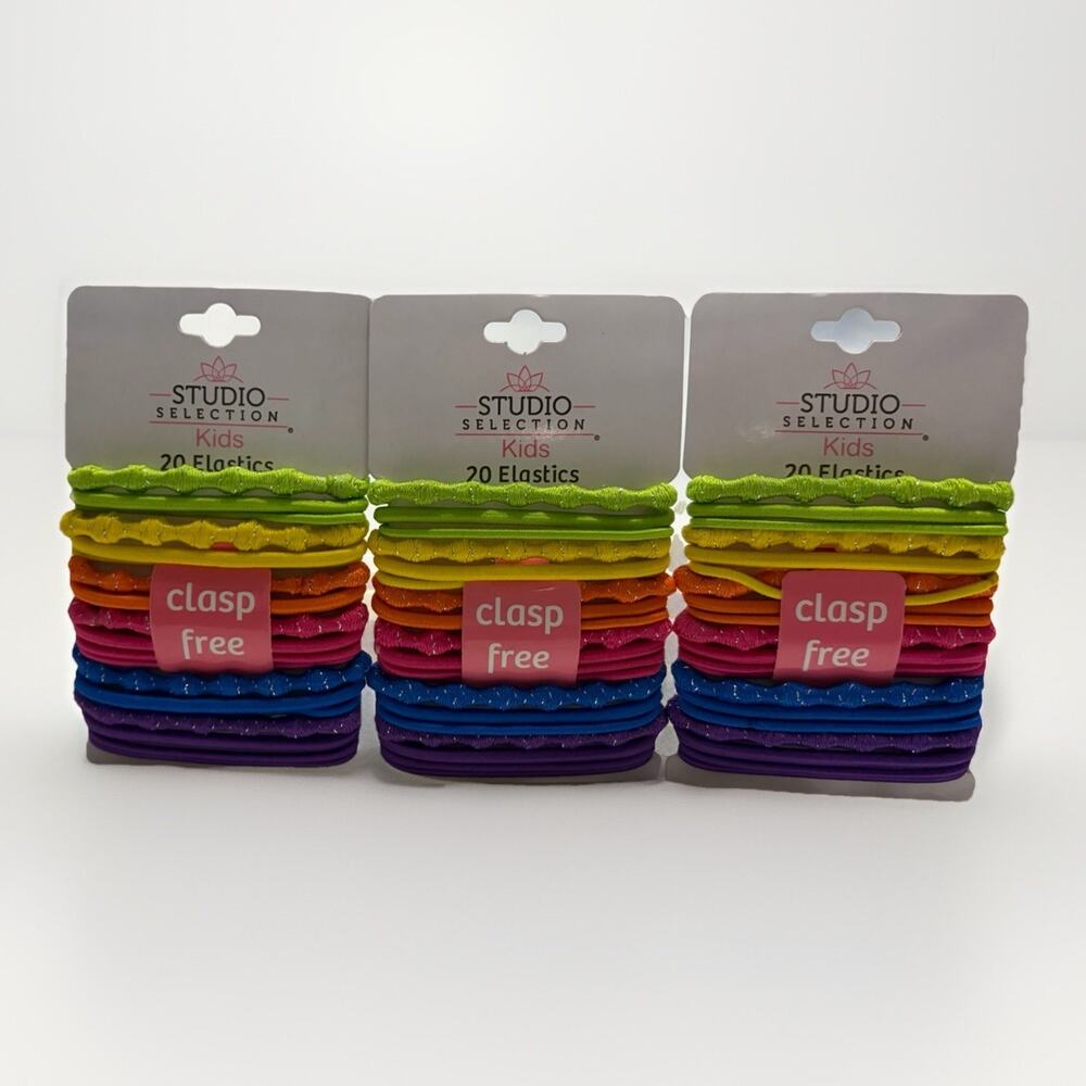 Studio Selection Kids Hair Elastics 60ct Bundle Clasp Free Ponytail Holders